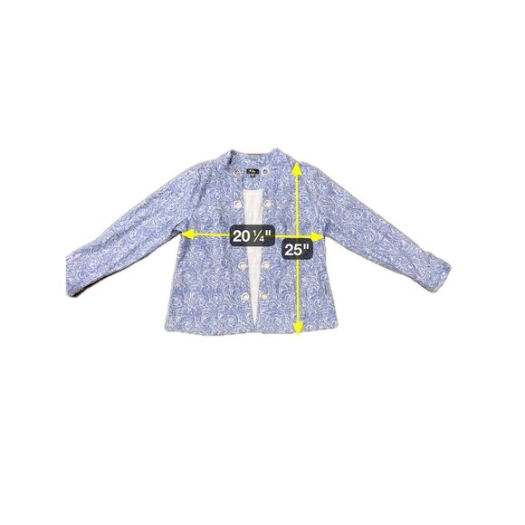 Analogy Womens Blue and White Printed Jacket with Grommet Details SZ Extra Large - Picture 8 of 9